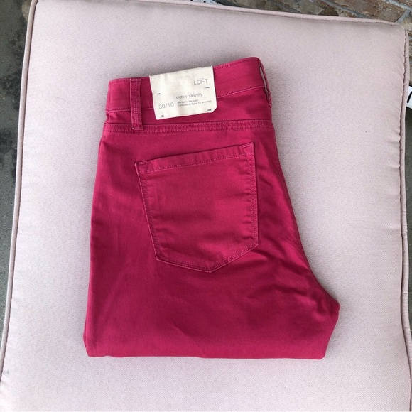 Ann Taylor Loft CA57421 Stretchy Curvy Skinny Mid Rise Coral Red Jeans 30/10 - Picture 11 of 11